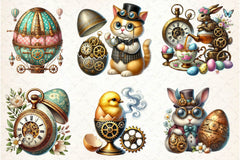 Steampunk Easter Clipart Bundle - CraftNest - Digital Crafting and Art