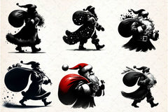 Black And White Santa Clipart Bundle - CraftNest - Digital Crafting and Art