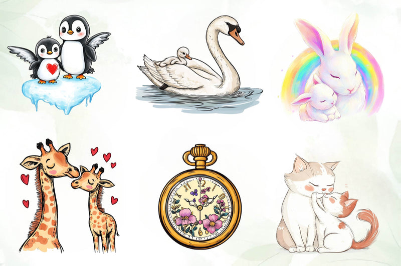 Cute Mother & Baby Set Clipart Bundle - CraftNest - Digital Crafting and Art