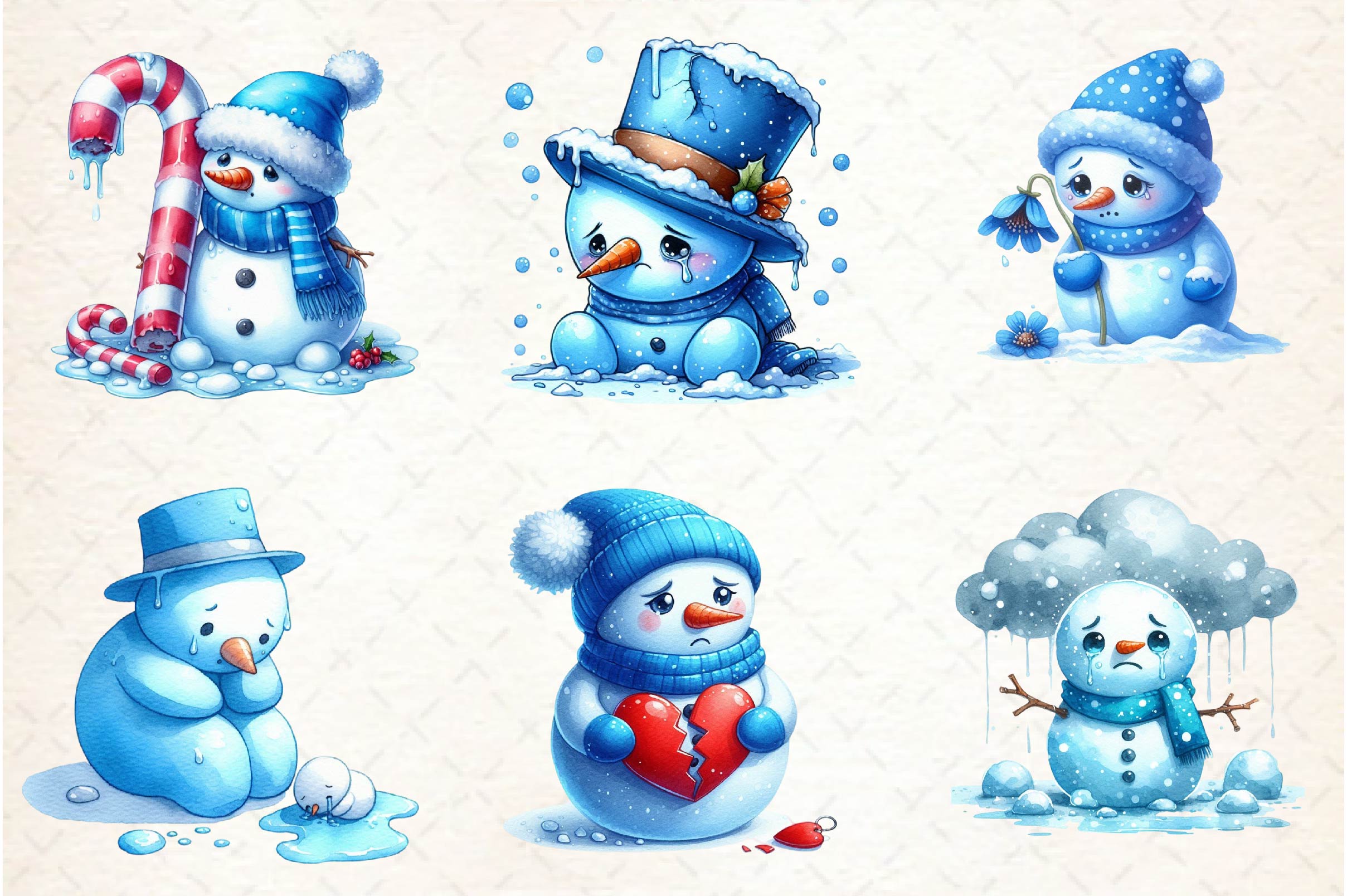 Depression Sad Snowman Clipart Bundle - CraftNest - Digital Crafting and Art