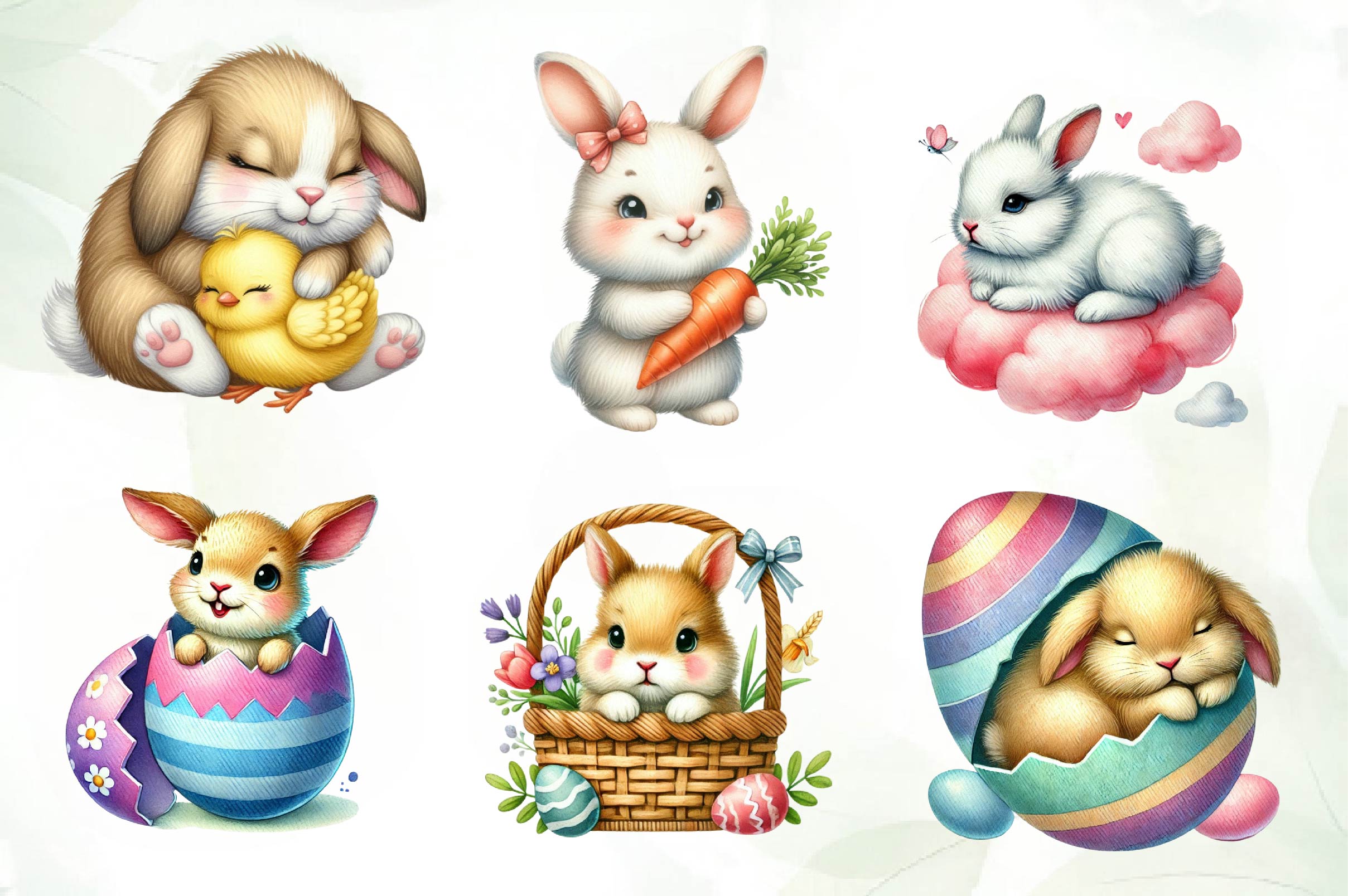 Cute Easter Bunny Clipart Bundle 1 - CraftNest - Digital Crafting and Art