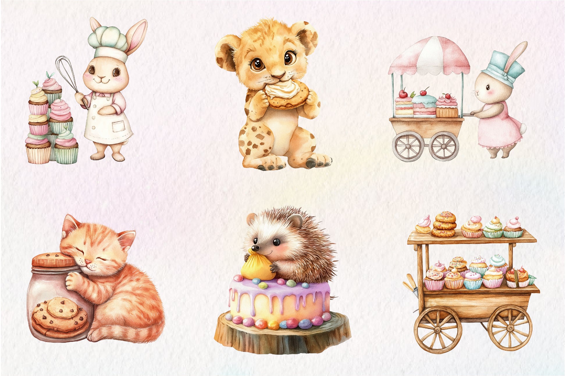 Sweets Cute Bakery Animals Clipart Bundle - CraftNest - Digital Crafting and Art