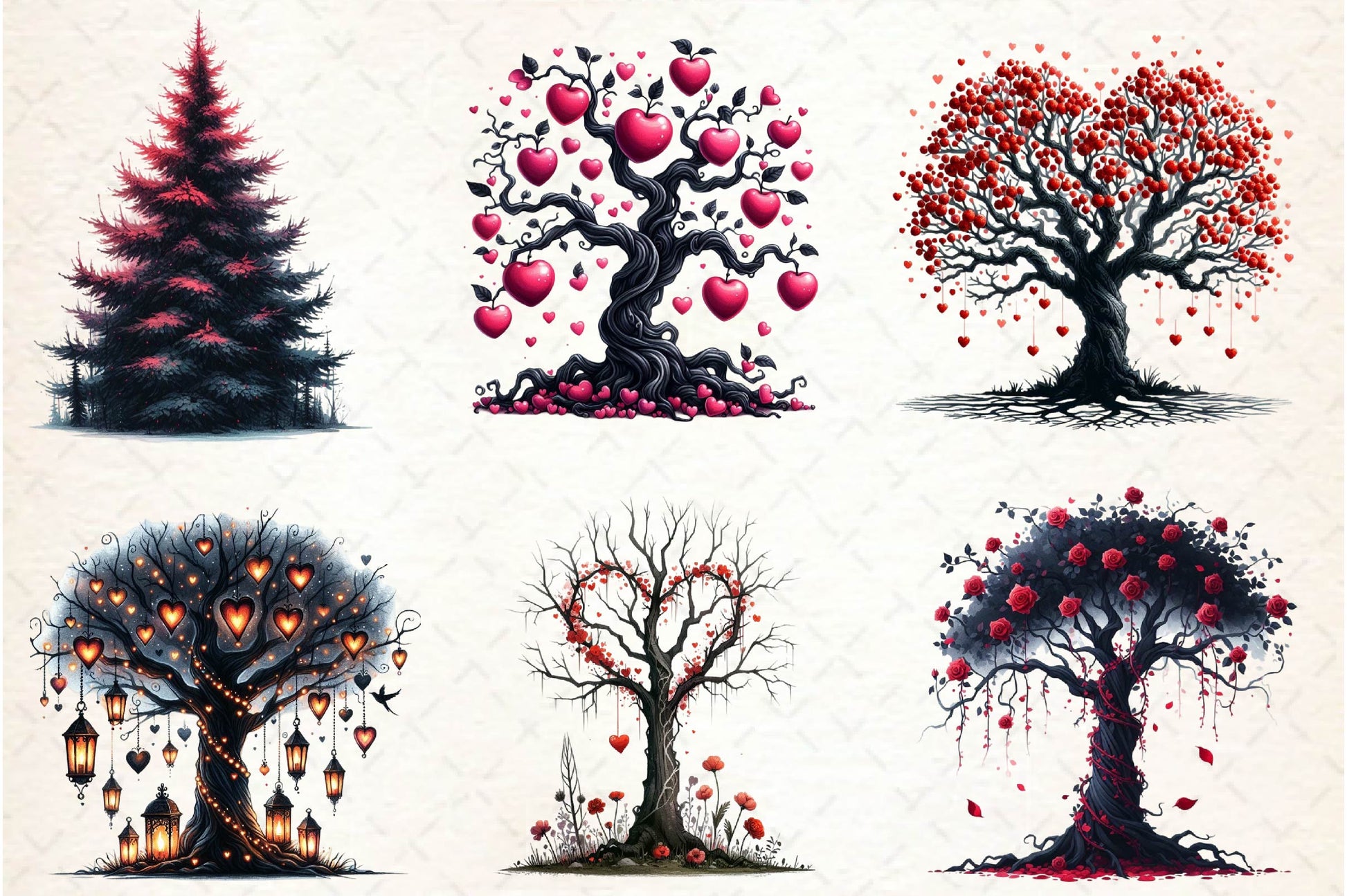 Valentine Gothic Trees Clipart Bundle - CraftNest - Digital Crafting and Art