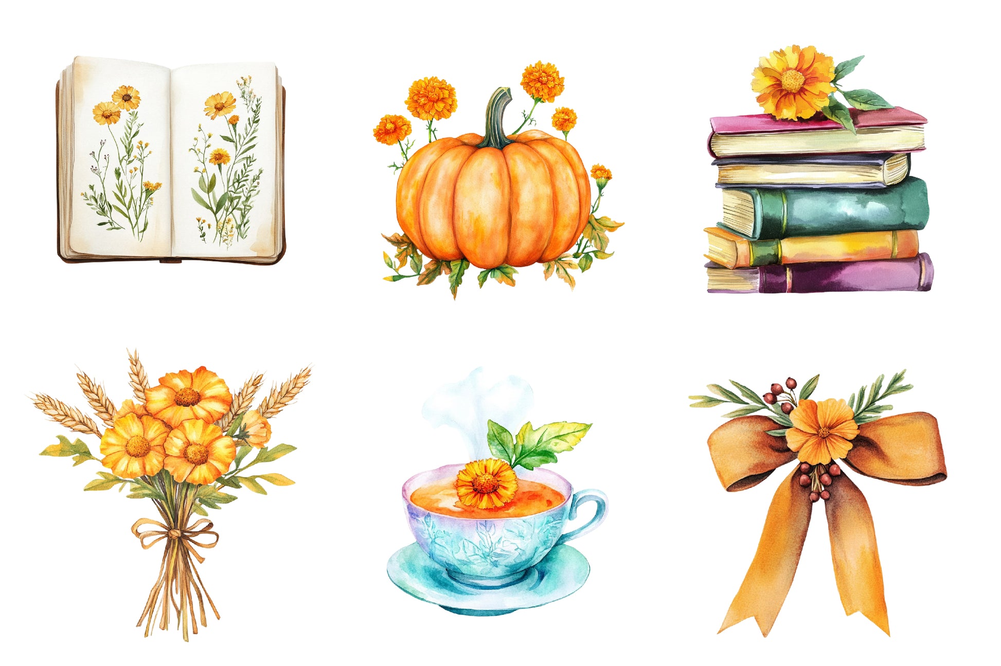 Fall Marigold Clipart Bundle - CraftNest - Digital Crafting and Art
