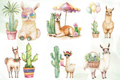 Adorable Summer Llama And Cactus Clipart Bundle - CraftNest - Digital Crafting and Art