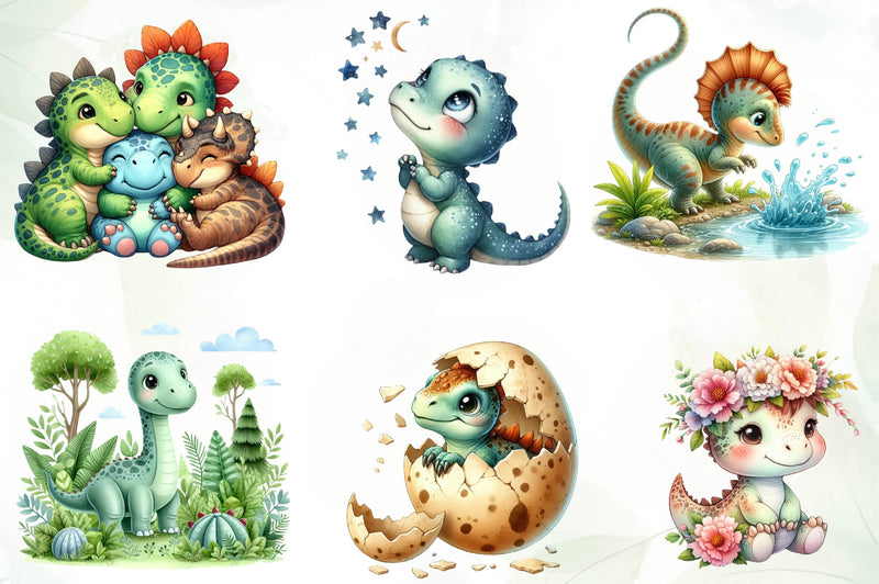 Cute Dinosaur Clipart Bundle - CraftNest - Digital Crafting and Art