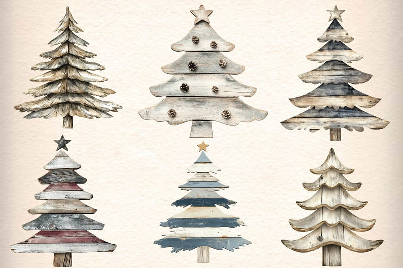 Driftwood Christmas Tree Clipart Bundle - CraftNest - Digital Crafting and Art