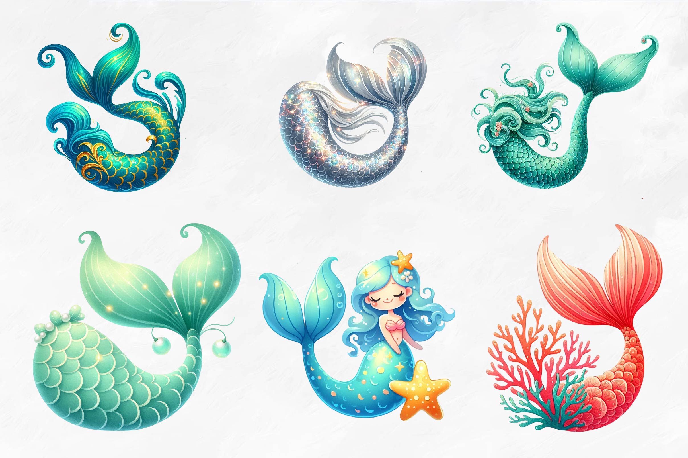 Mermaid Tail Clipart Bundle - CraftNest - Digital Crafting and Art