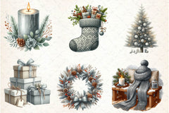 Warm Grey Winter Clipart Bundle - CraftNest - Digital Crafting and Art