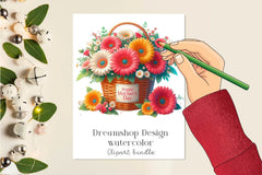 Mother's Day Basket Of Flowers Clipart Bundle - CraftNest - Digital Crafting and Art