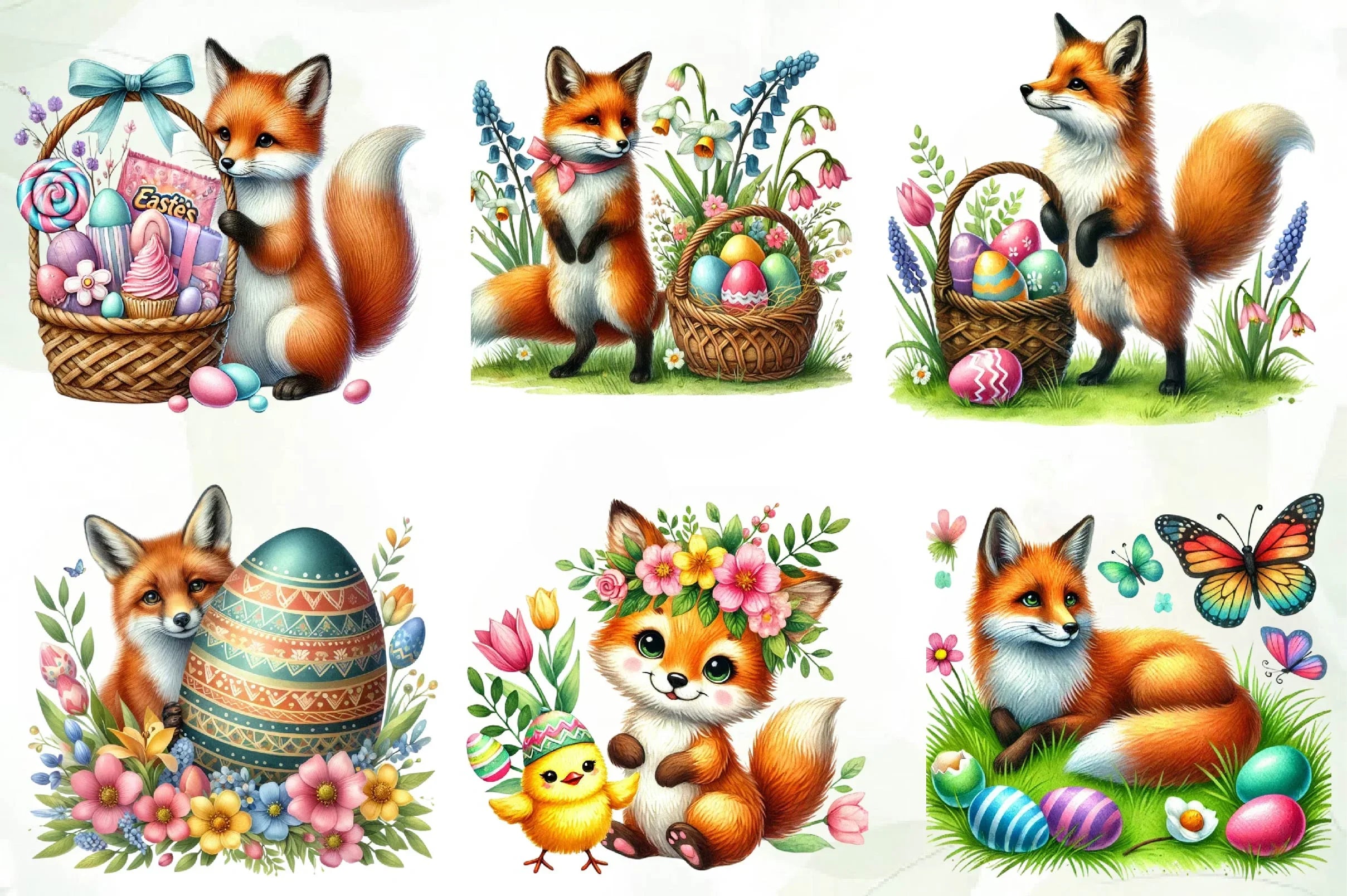 Easter Fox Clipart Bundle - CraftNest - Digital Crafting and Art