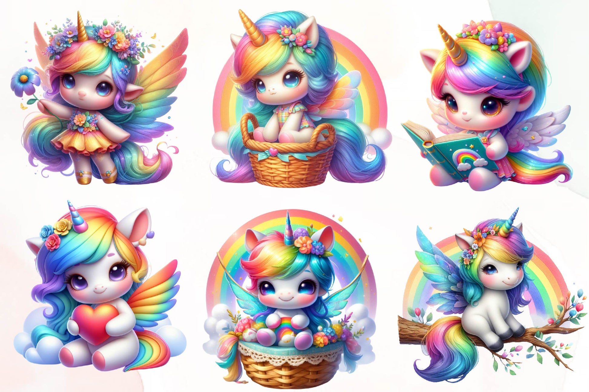 Cute Fairy Unicorn Clipart Bundle 1 - CraftNest - Digital Crafting and Art