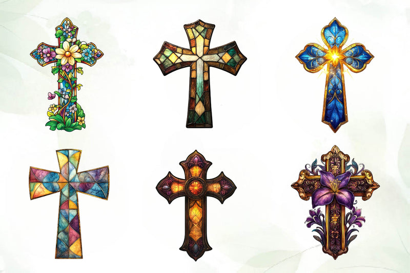 Stained Glass Easter Crosses Clipart Bundle - CraftNest - Digital Crafting and Art