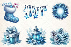 Blue Christmas Clipart Bundle - CraftNest - Digital Crafting and Art