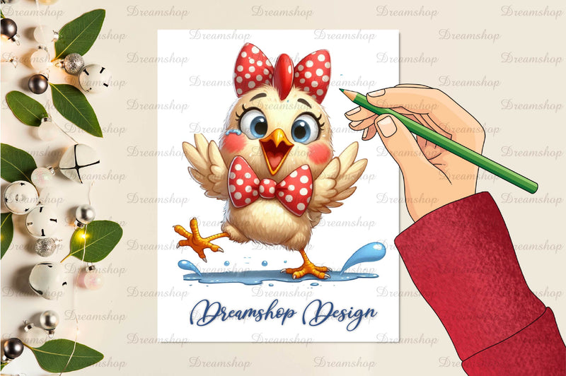 Polka Dot Chickens Bow Clipart Bundle - CraftNest - Digital Crafting and Art
