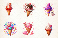 Valentine Love Ice Cream Cone Clipart Bundle - CraftNest - Digital Crafting and Art