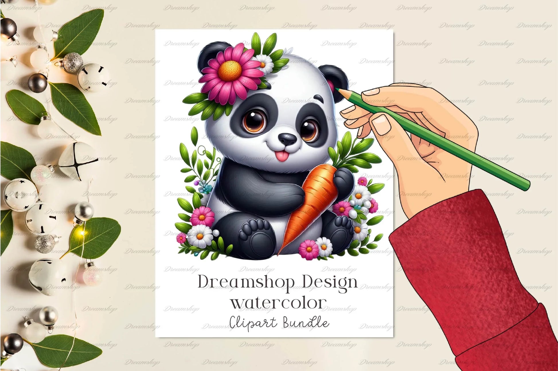 Flower Panda Clipart Bundle - CraftNest - Digital Crafting and Art