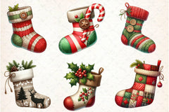Rustic Christmas Stocking Socks Clipart Bundle - CraftNest - Digital Crafting and Art