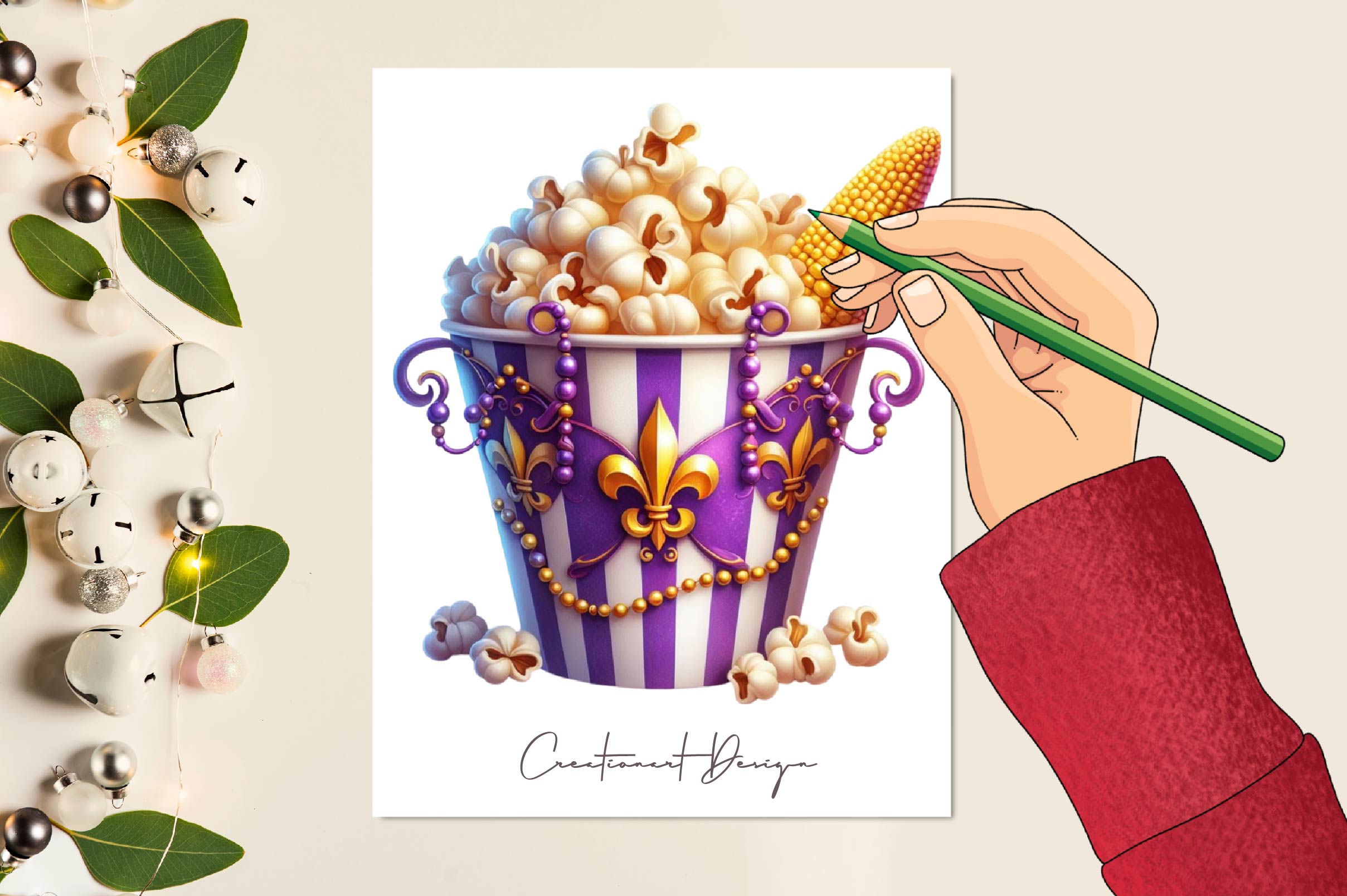 Mardi Gras Popcorn Clipart Bundle - CraftNest - Digital Crafting and Art