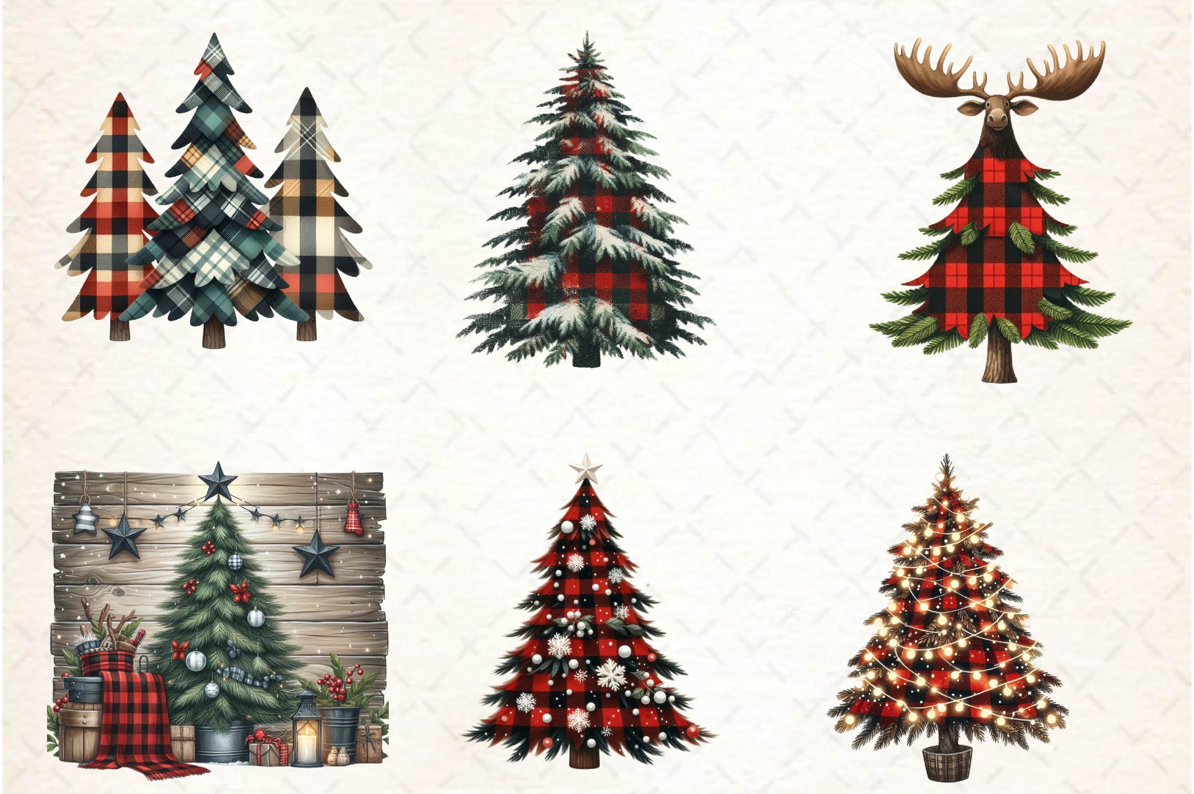 Buffalo Plaid Christmas Tree Clipart Bundle - CraftNest - Digital Crafting and Art