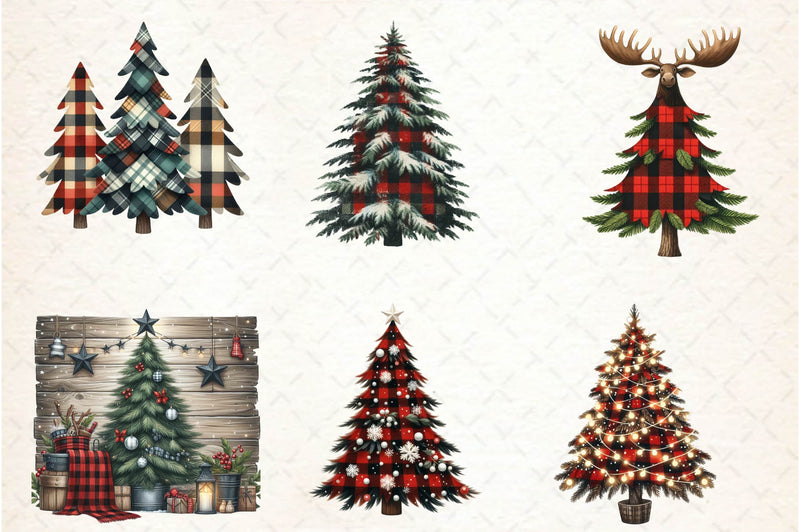 Buffalo Plaid Christmas Tree Clipart Bundle - CraftNest - Digital Crafting and Art