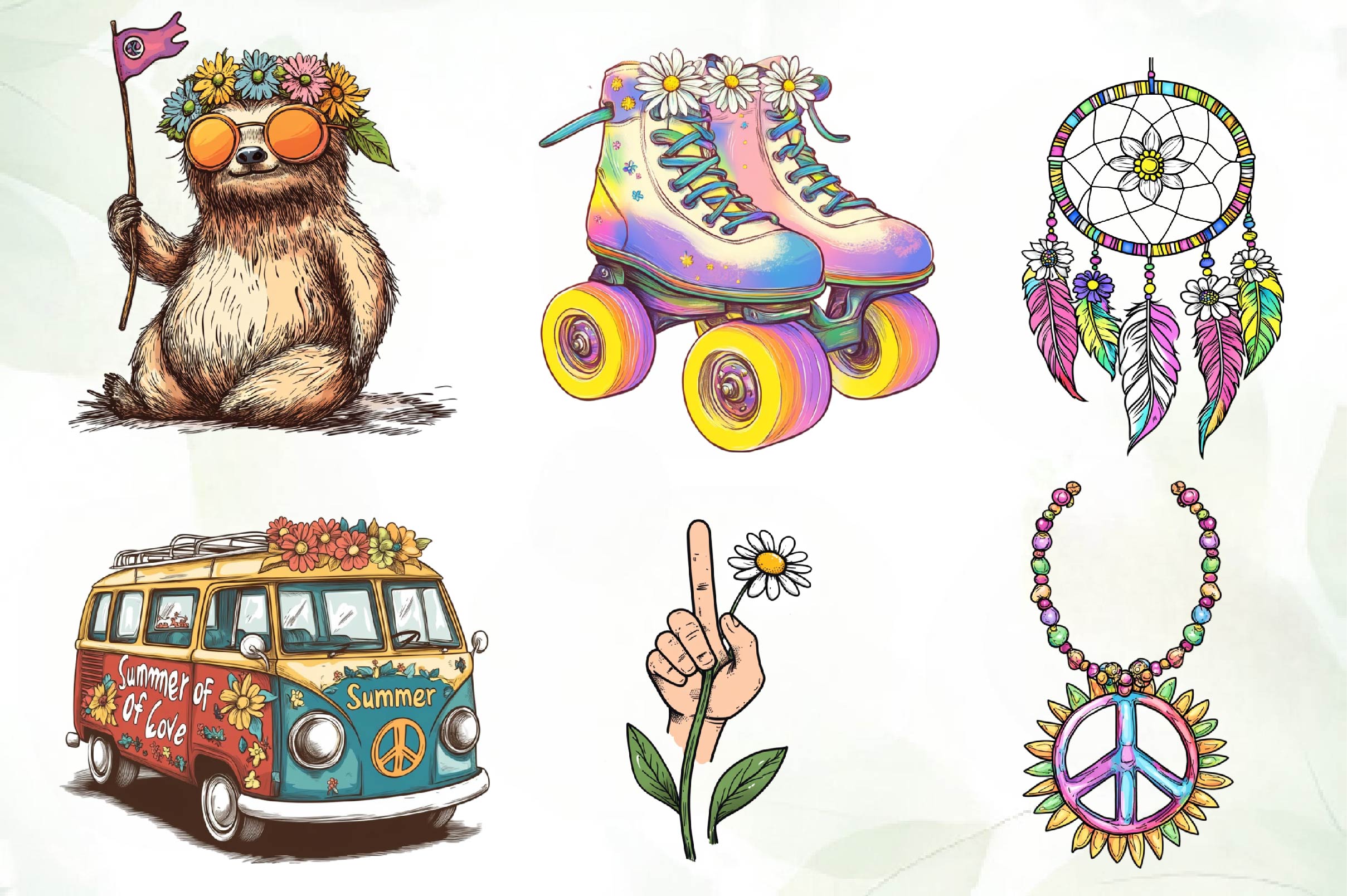 Hippie Summer Clipart Bundle - CraftNest - Digital Crafting and Art
