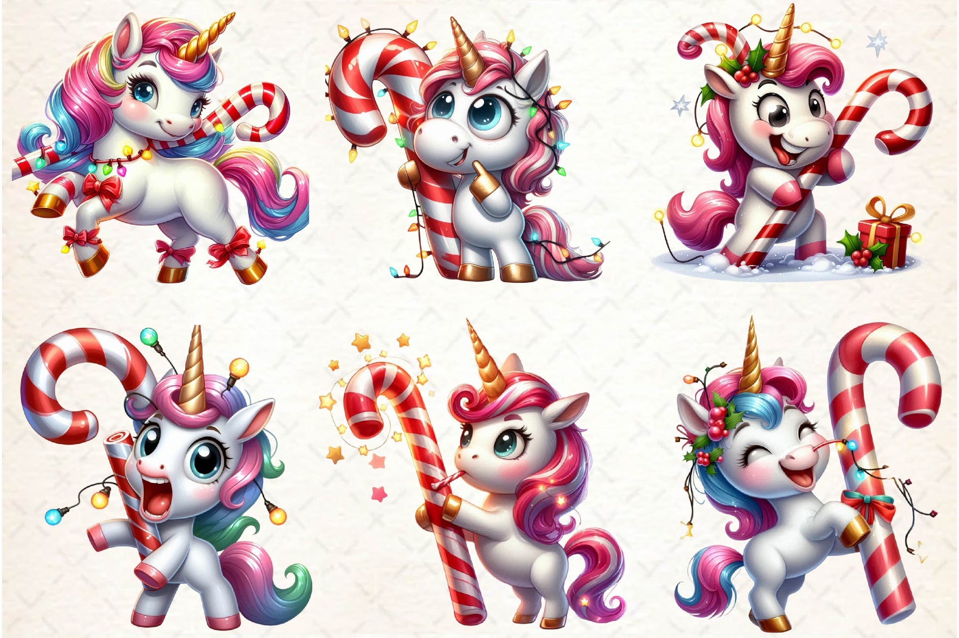 Funny Christmas Candy Unicorn Clipart Bundle - CraftNest - Digital Crafting and Art