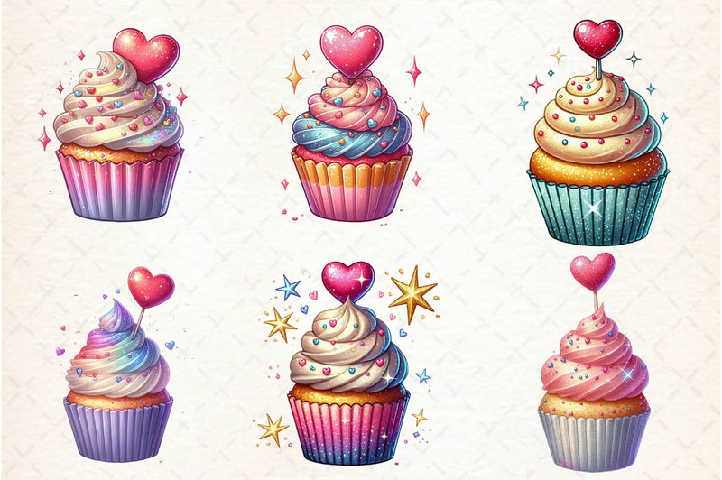 Valentine Cupcake Clipart Bundle - CraftNest - Digital Crafting and Art
