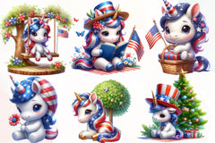 Patriotic Cute Unicorn Clipart Bundle - CraftNest - Digital Crafting and Art