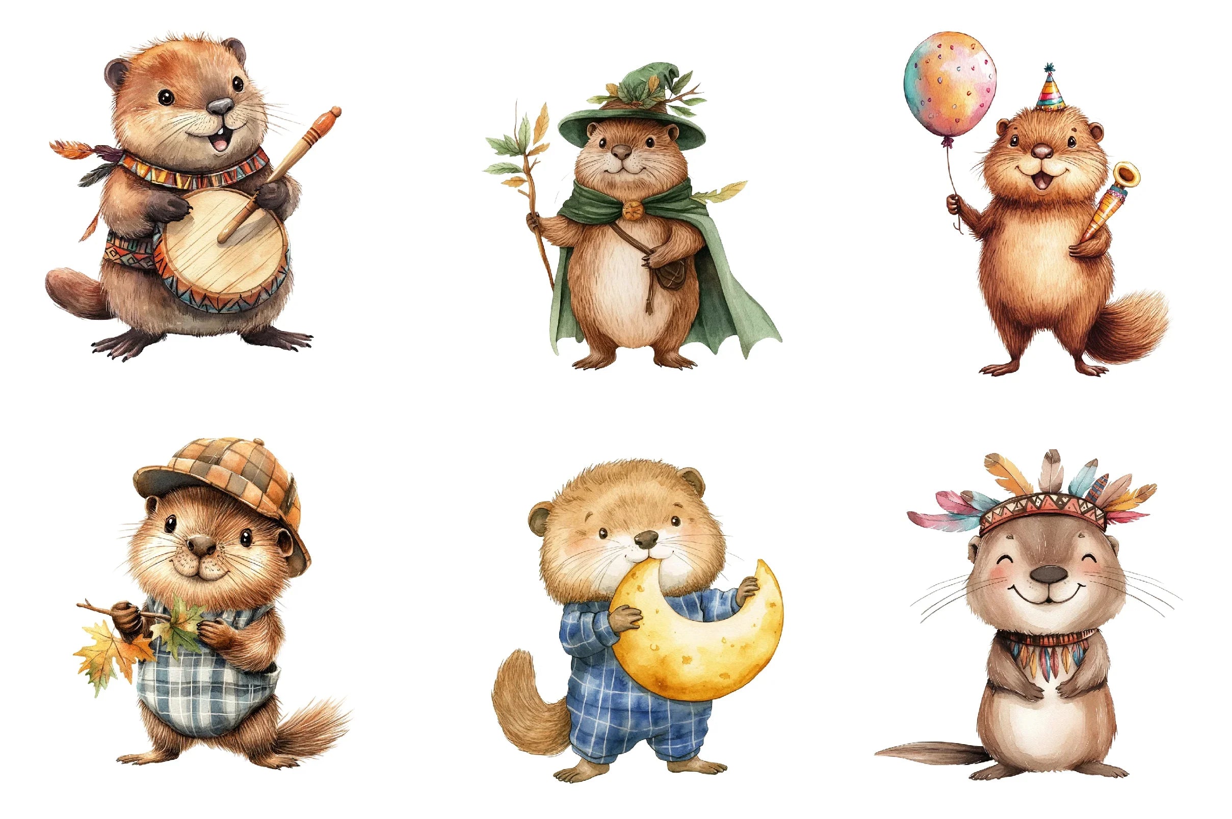 Cute Beaver Clip Art Woodland Animals Clipart Bundle - CraftNest - Digital Crafting and Art