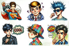 Pop Art Boy Clipart Bundle - CraftNest - Digital Crafting and Art