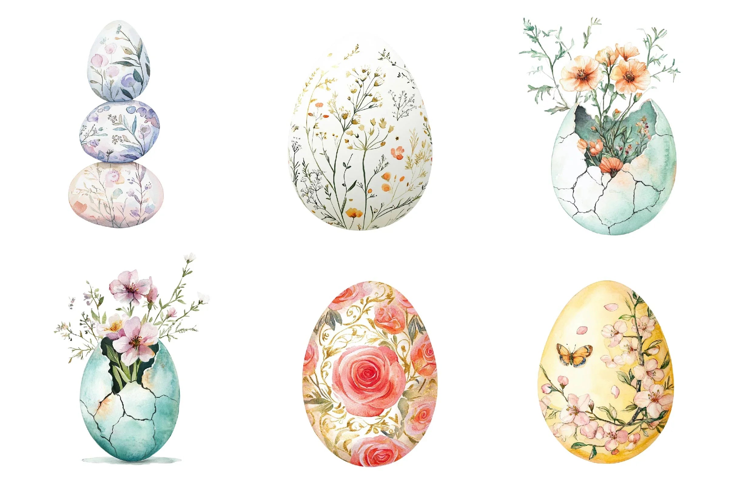 Floral Easter Egg Clipart Bundle - CraftNest - Digital Crafting and Art