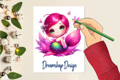 Cute Mermaid Fairy Clipart Bundle - CraftNest - Digital Crafting and Art