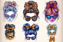 Messy Bun Halloween Clipart Bundle - CraftNest - Digital Crafting and Art