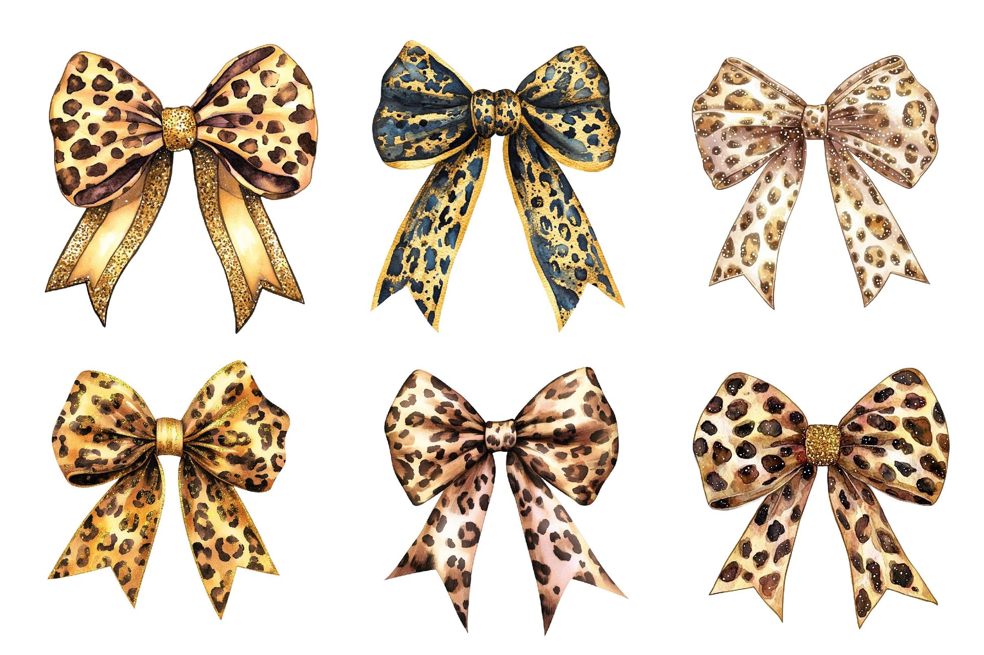 Leopard Glitter Bow Clipart Bundle - CraftNest - Digital Crafting and Art