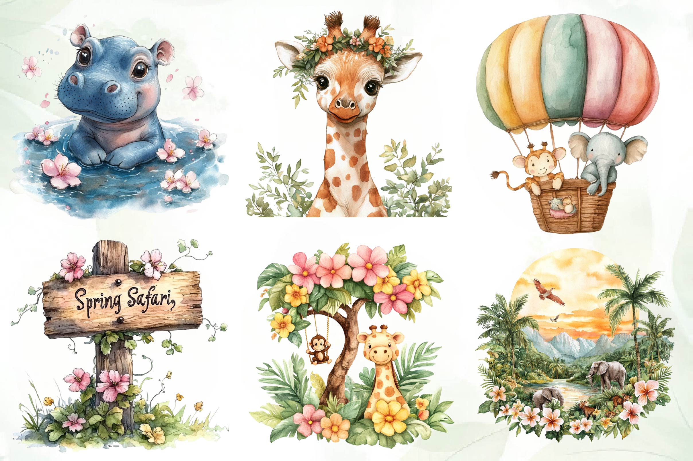 Spring Safari Time Clipart Bundle - CraftNest - Digital Crafting and Art