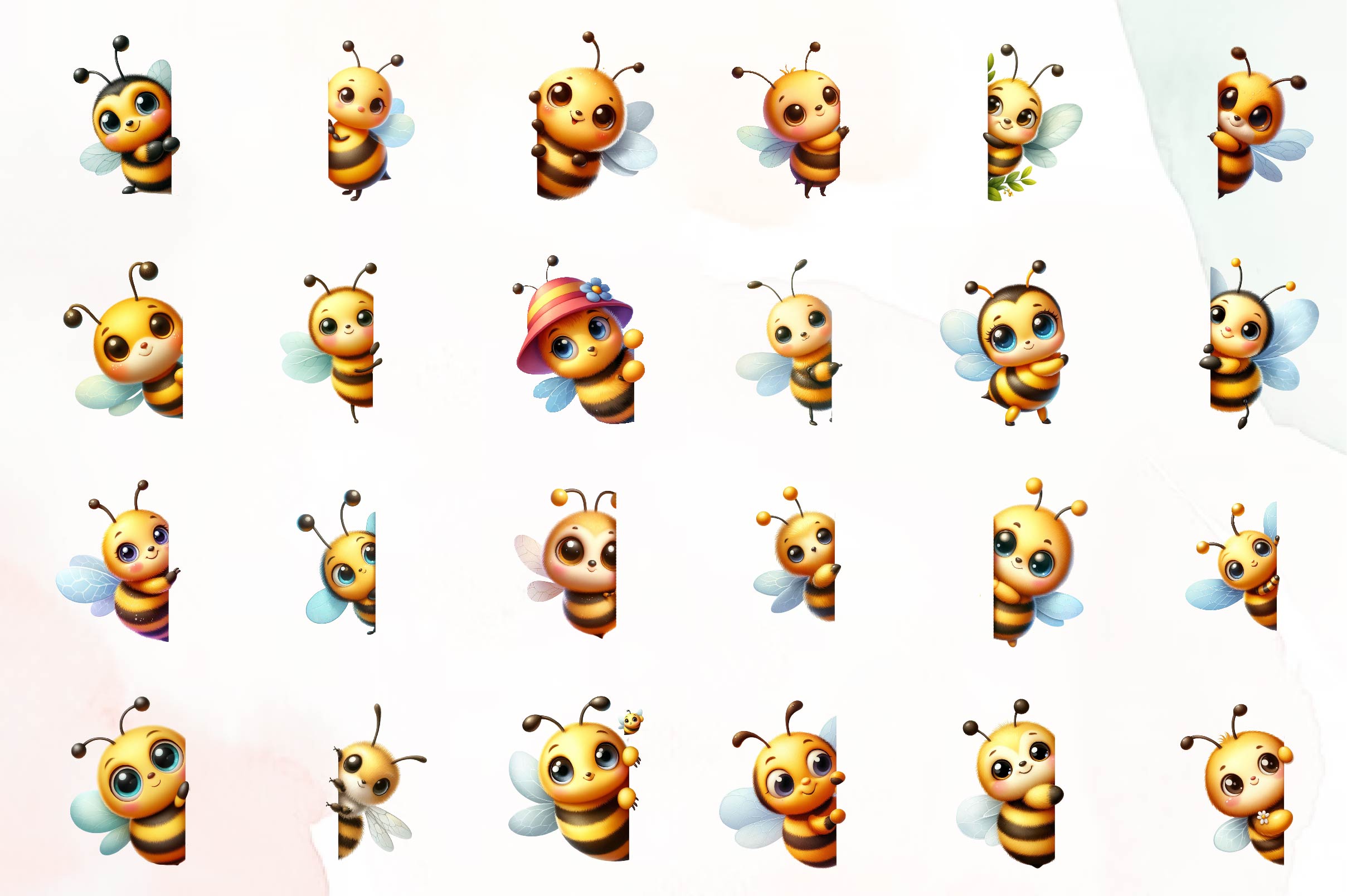 Bees Peeking Around Corner Clipart Bundle - CraftNest - Digital Crafting and Art