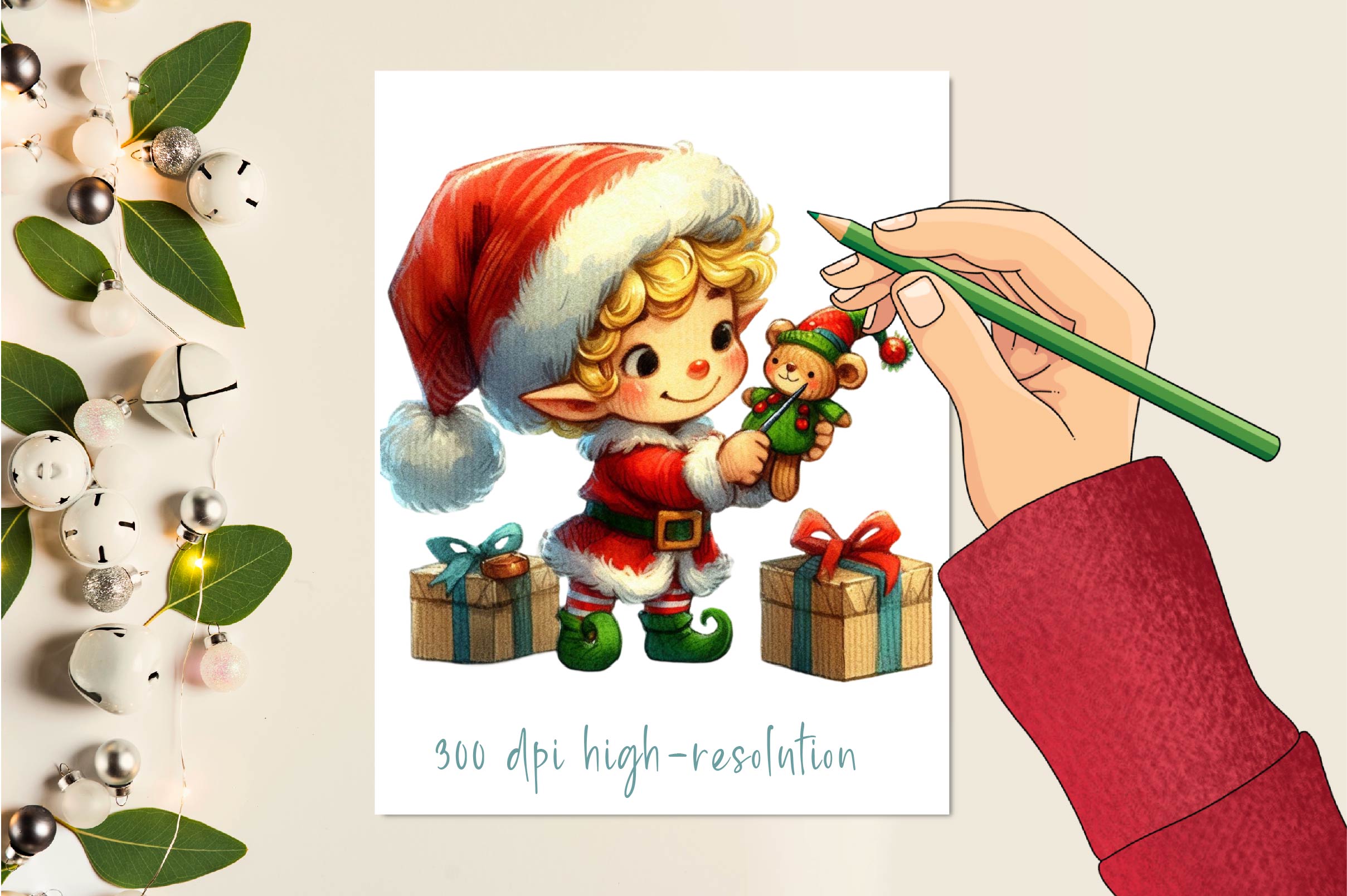 Cute Christmas Elves Clipart Bundle - CraftNest - Digital Crafting and Art