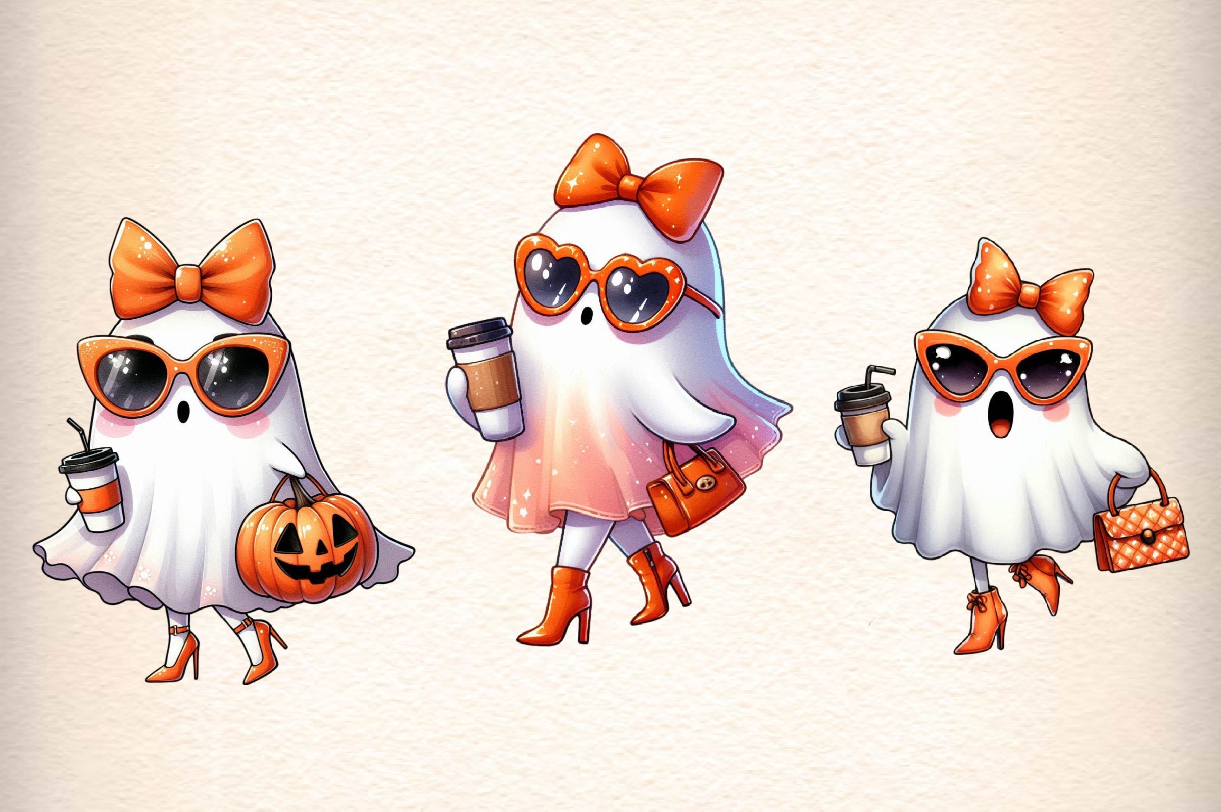 Cute Funny Ghost Cute Halloween Clipart Bundle - CraftNest - Digital Crafting and Art