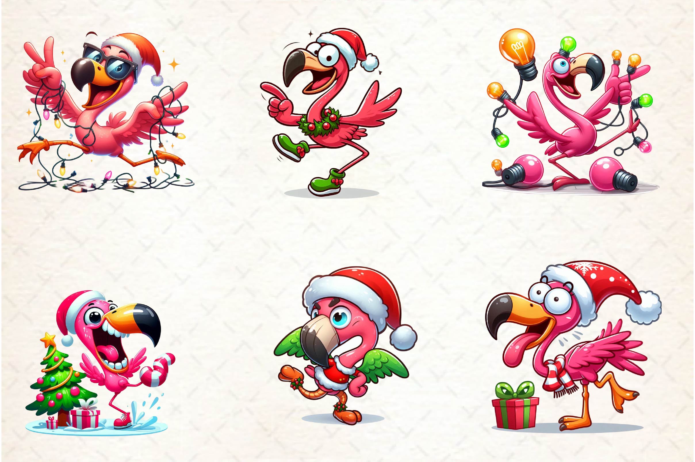Christmas Funny Flamingo Clipart Bundle - CraftNest - Digital Crafting and Art
