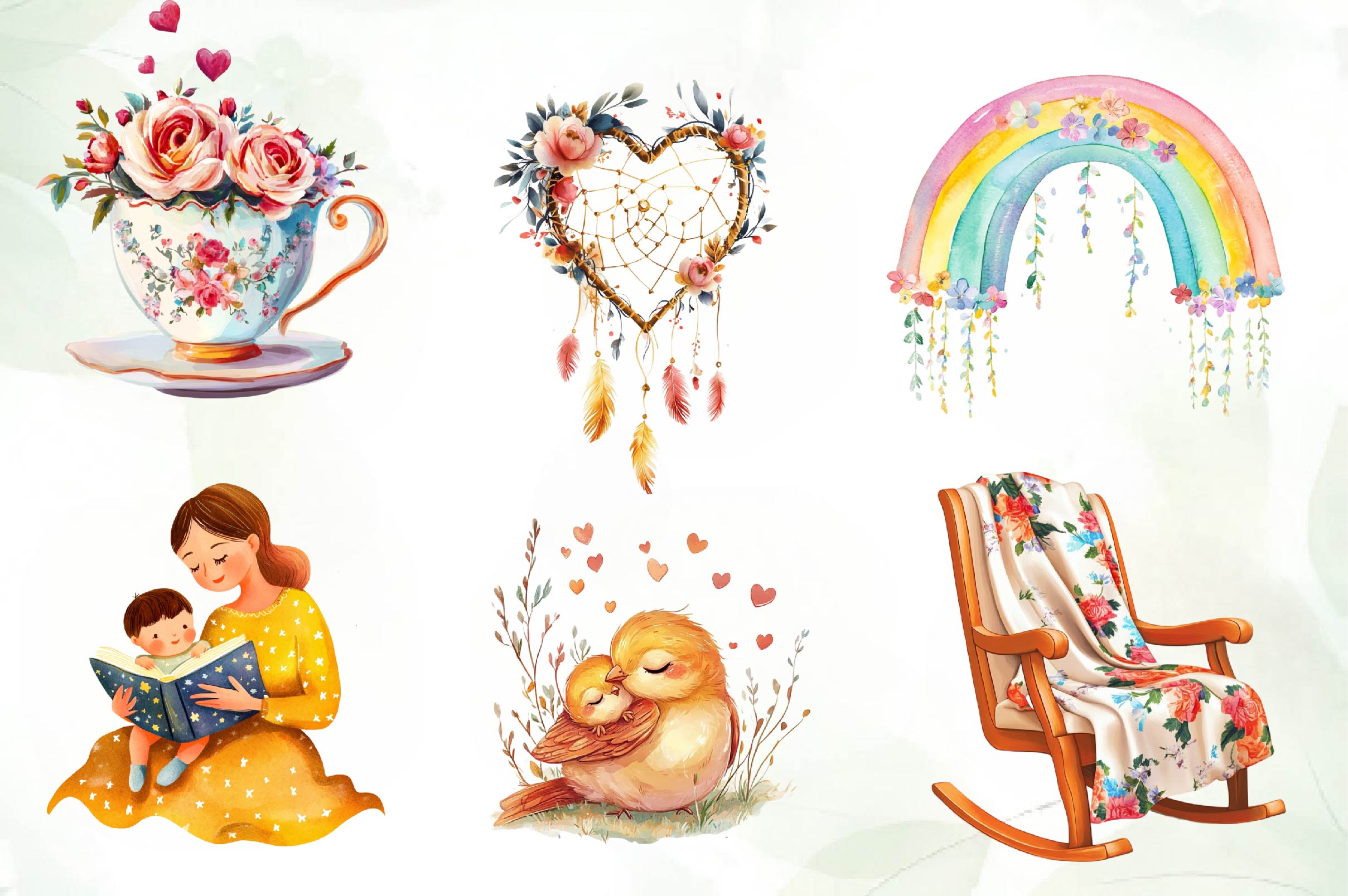 Hand Painted Mothers Day Clipart Bundle - CraftNest - Digital Crafting and Art