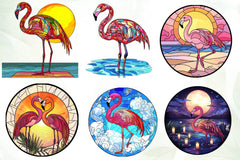 Round Stained Glass Flamingo Clipart Bundle - CraftNest - Digital Crafting and Art