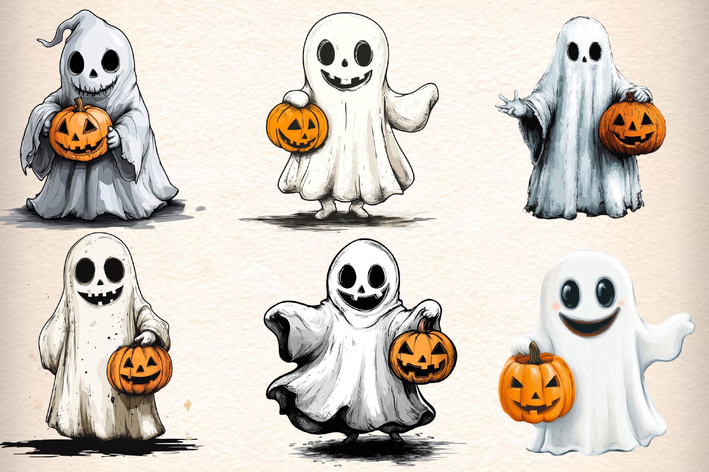Halloween Ghost Clipart Bundle 1 - CraftNest - Digital Crafting and Art