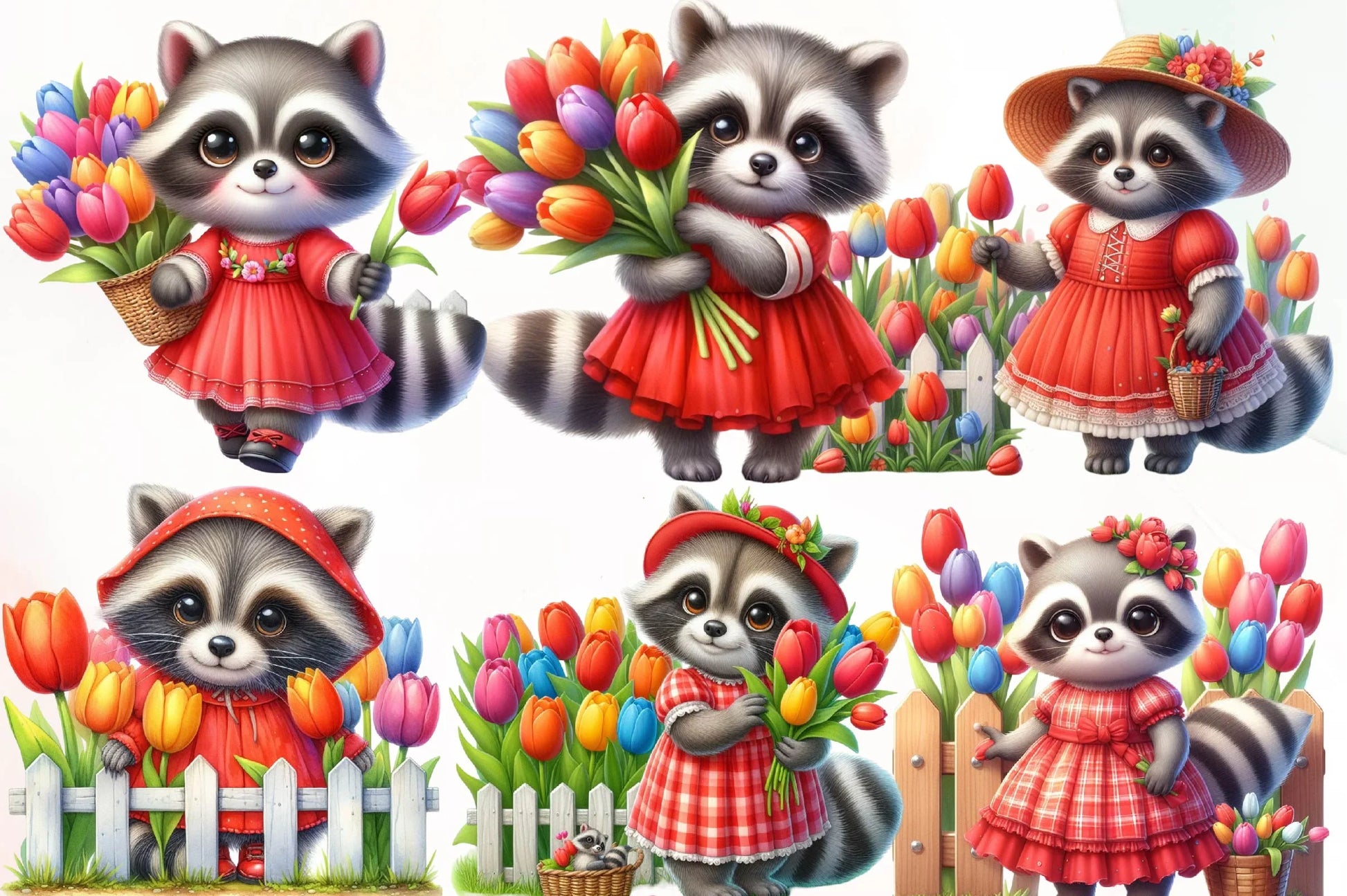 Spring Raccoon Clipart Bundle - CraftNest - Digital Crafting and Art
