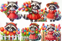 Spring Raccoon Clipart Bundle - CraftNest - Digital Crafting and Art