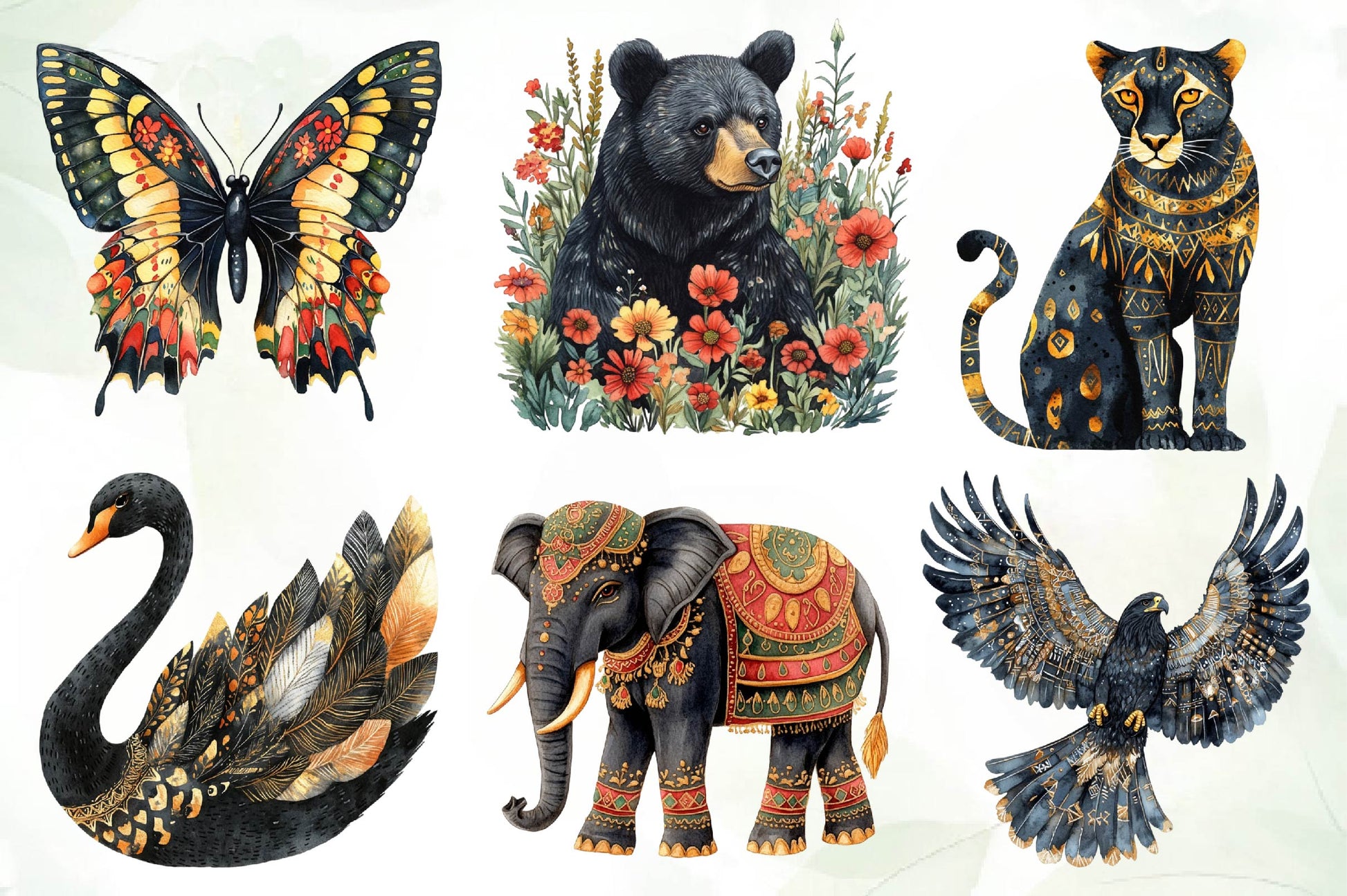 Black Month Animals Clipart Bundle 1 - CraftNest - Digital Crafting and Art