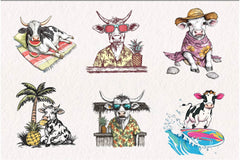 Summer Hawaii Cow Clipart Bundle - CraftNest - Digital Crafting and Art