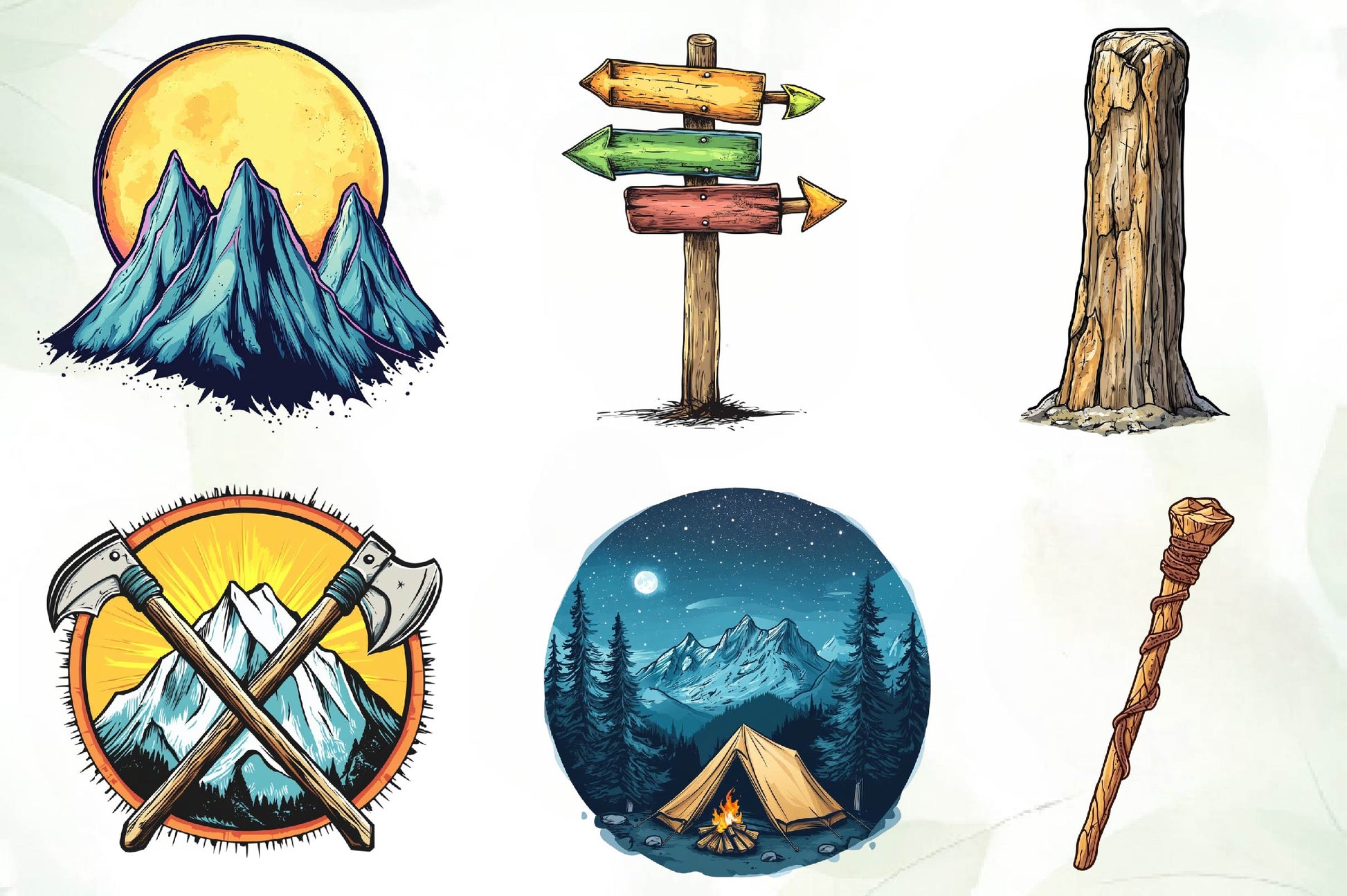Vintage Mountain Adventure Clipart Bundle - CraftNest - Digital Crafting and Art