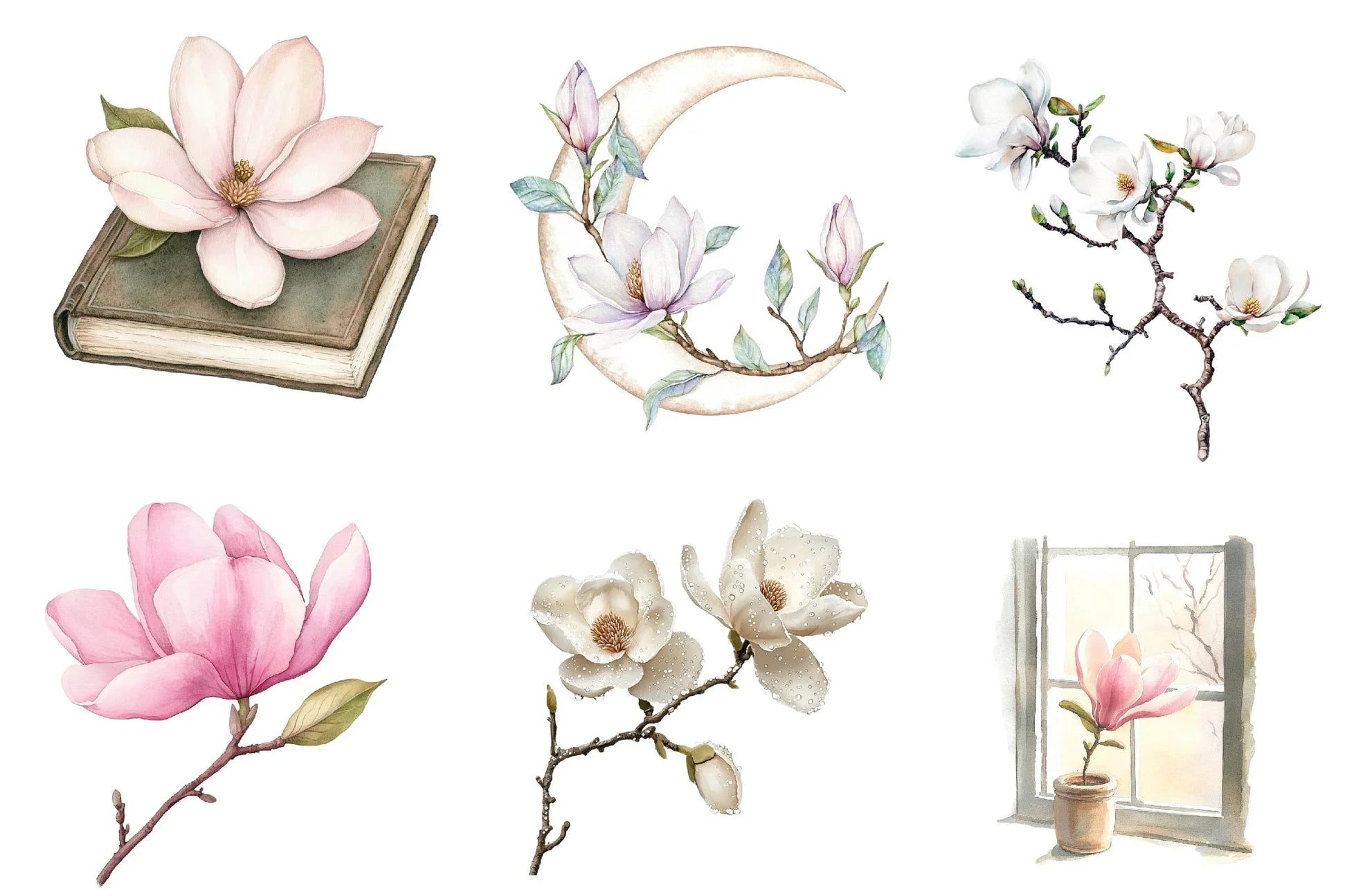 Magnolias Spring Flowers Clipart Bundle - CraftNest - Digital Crafting and Art