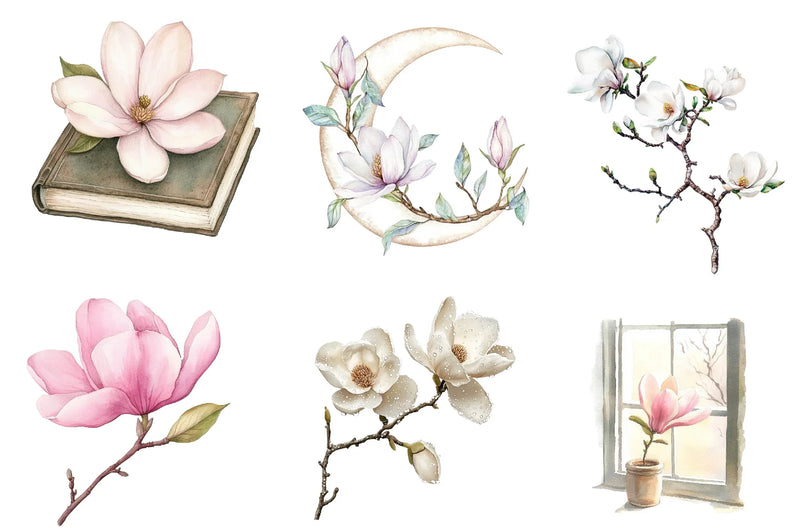 Magnolias Spring Flowers Clipart Bundle - CraftNest - Digital Crafting and Art
